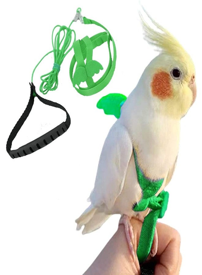 FORZENA Birds Adjustable Harness and Leash, Parrot Outdoor Flying Training Traction Rope Straps with Cute Wing for Small Animal Birds, Parrots, Pigeons, Lizard, Turtles (L,Green) - Image 1